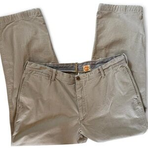 Timberland Khaki Chino Pants Cotton Twill Tree Logo Men’s 42x32